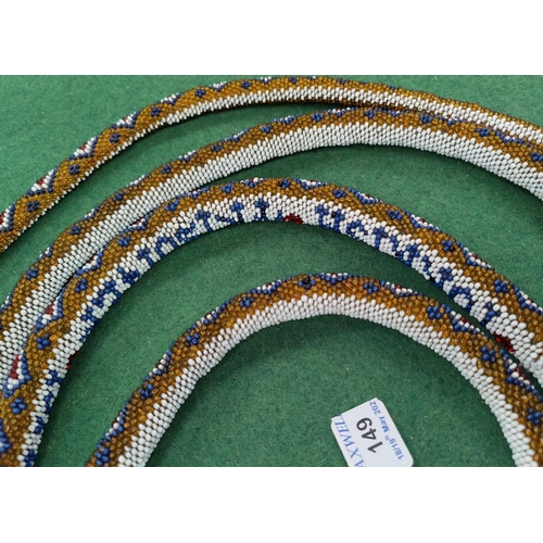 149 - A Turkish prisoner of war work beaded snake inscribed TURKISH PRISONER, 1917, nearly 3.5m in length!... 