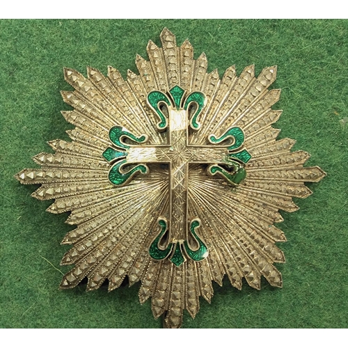 150B - An 8 point breast star with ornate crucifix (green enamel a/f) a Fife and Forfar Yeomanry cap badge ... 