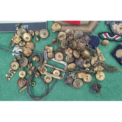 150D - A quantity of British Army buttons and badges, Boy Scout items etc