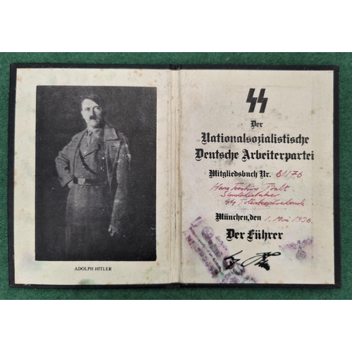 153 - An SS national socialist party membership card, signed and dated 1936