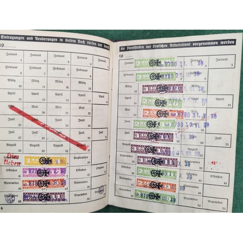 153a - A German Socialist Labour Front membership card signed and dated 1938 and stamped up to 1944