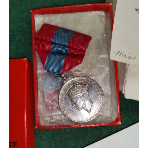 208 - IMPERIAL SERVICE MEDAL awarded to Ethel Daisy Griffin with citation dated 16th May 1947; other ephem... 