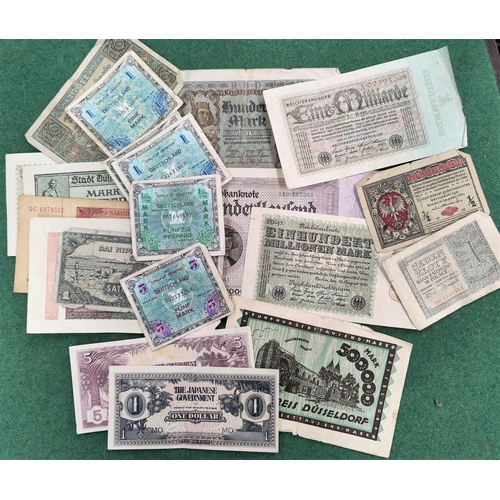 229 - A collection of WWII period German, Japanese and other banknotes