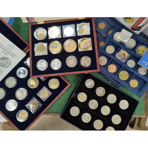 247 - 4 collectors cases and contents including crowns and medallions