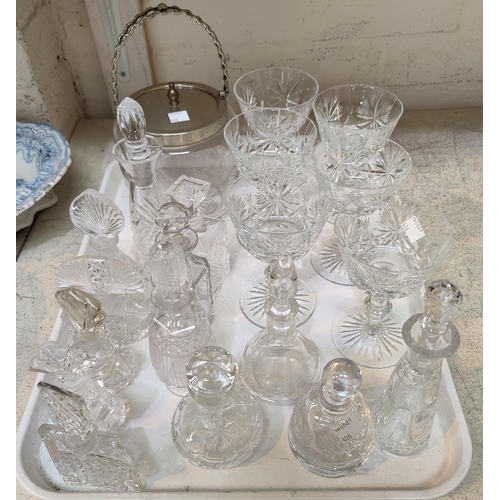 406 - A collection of 1930's and later scent bottles, (14 approx); an Edinburgh Crystal set of 6 wine glas... 