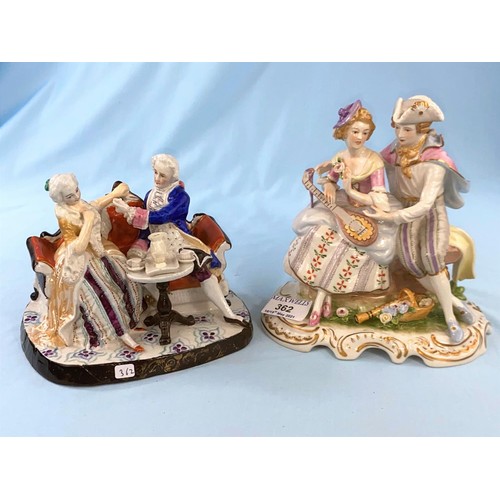 362 - 2 Meissen style groups of courting couples