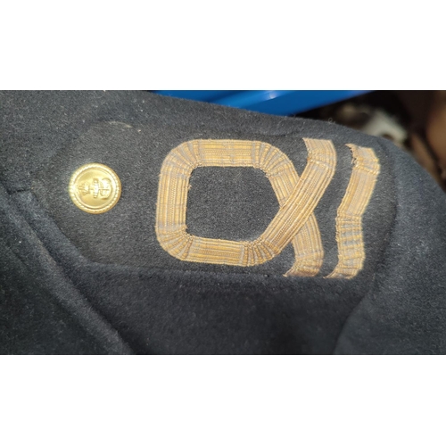 154A - A Navy style great coat in dark blue with gilt buttons