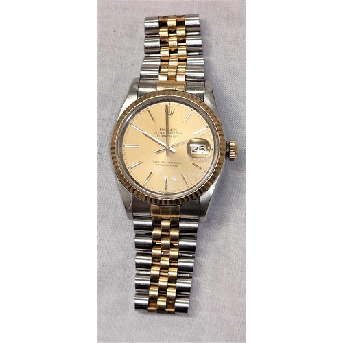 491 - A gent's Rolex Oyster Perpetual Datejust with mixed metal case circa 1995 on Rolex mixed metal brace... 