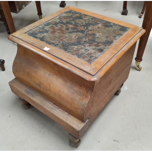 578 - A Victorian satin walnut bed step/commode; a fall front coal box