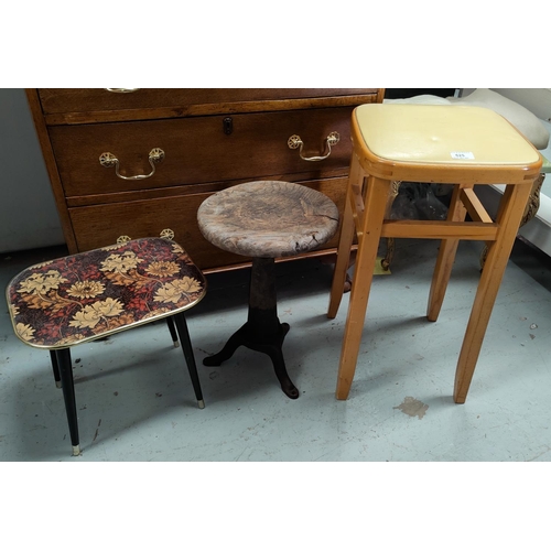 625 - A vintage cast metal and wooden stool; an Arnold Design Ltd small occasional table and another vinta... 