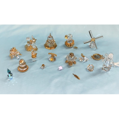 434 - A selection of Swarovski and similar gilt metal and glass figures and ornaments (approx 16)