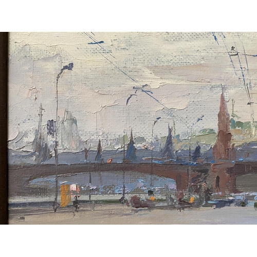 584 - A Dubovsky Morning by the Moscova River oil on canvass monogrammed signed on reverse 23 x 33 framed