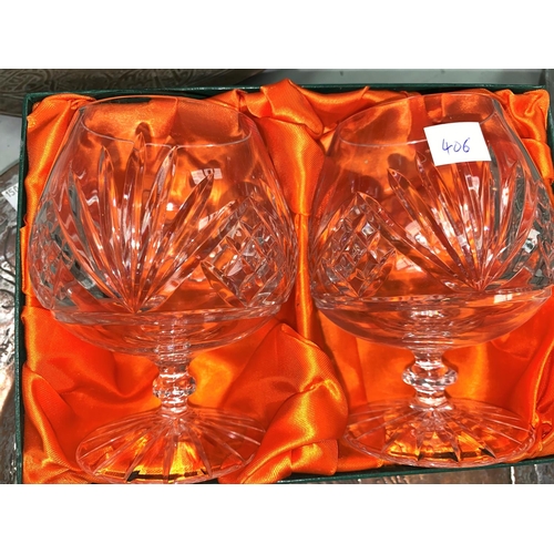 406 - An Edinburgh Crystal set of 6 goblets, boxed; 6 cut saucer champagnes; glassware