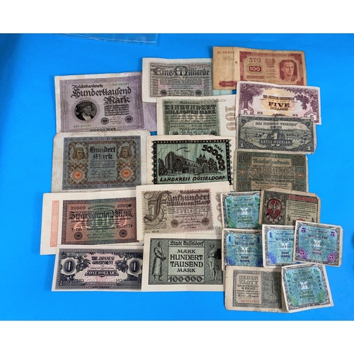 90 - A collection of WWII period German; Japanese and other banknotes