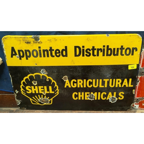 104 - A Shell Appointed Distributor Agricultural Chemicals enamel sign and a Cadburys Golden Crisp sign (s... 
