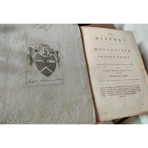 180 - WHITAKER (Revd J.) - The History of Manchester in Four Books, 2 vols as published, disbound, foxed w... 
