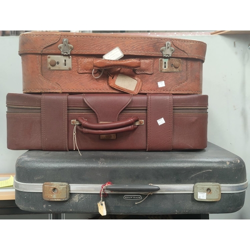 30F - A gent's c 1960's tan coloured suitcase and 2 others
