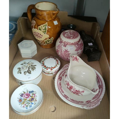 45F - A selection of Royal Worcester pin dishes and lidded pots, 2 pieces of Mason's Manchu, Studio Potter... 