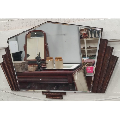 630 - A 20th century mirror with wooden sunrise effect