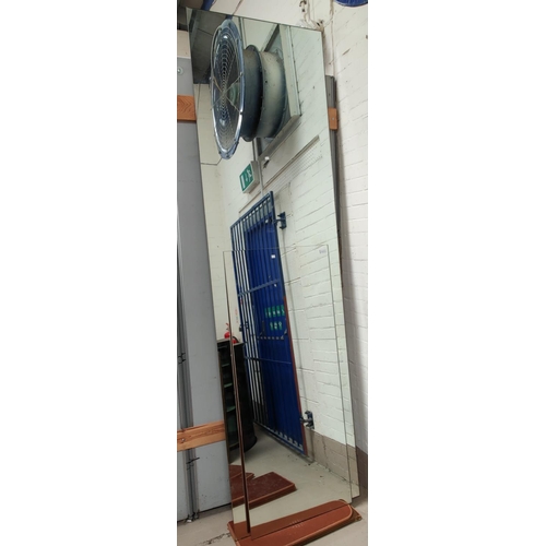 640A - Two large rectangular frameless wall mirrors 266cm x 76cm and 148cm x 61cm