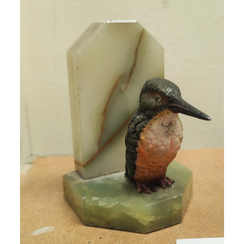 89B - A cold painted kingfisher on onyx base