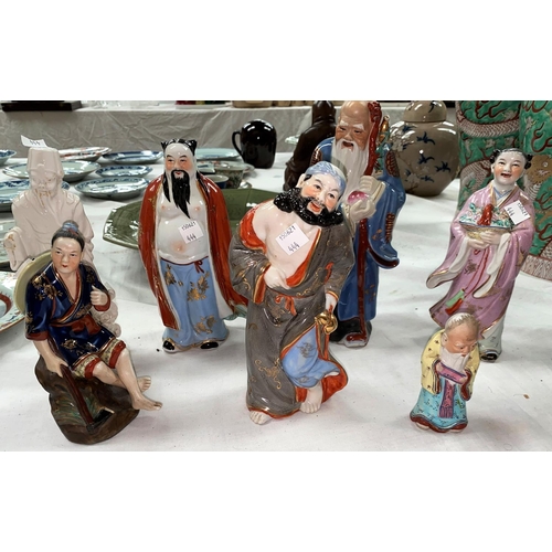 444 - A selection of various Chinese figures, sages etc (6)