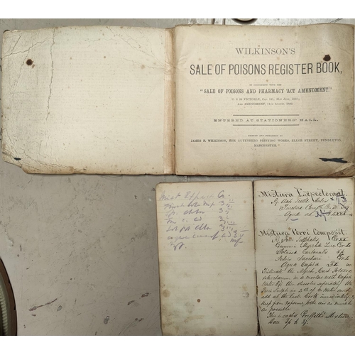 202 - A 19th Century pharmacy receipt book, 29 LL and a poison register with entries starting 1904.
