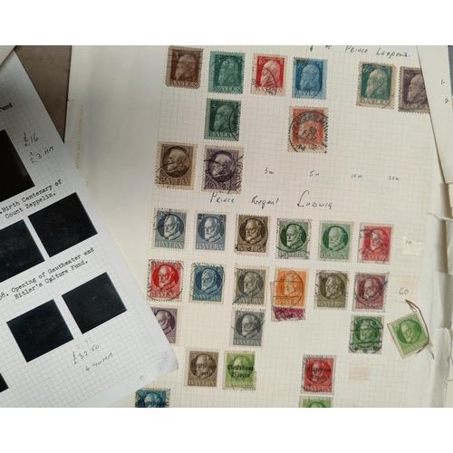 213 - A selection of German stamps on leaves and in albums