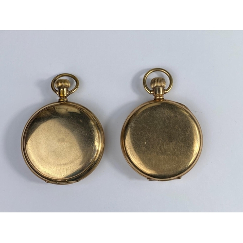 514 - Two gold plated full Hunter pocket watches, 1 x Elgin and 1 x Waltham