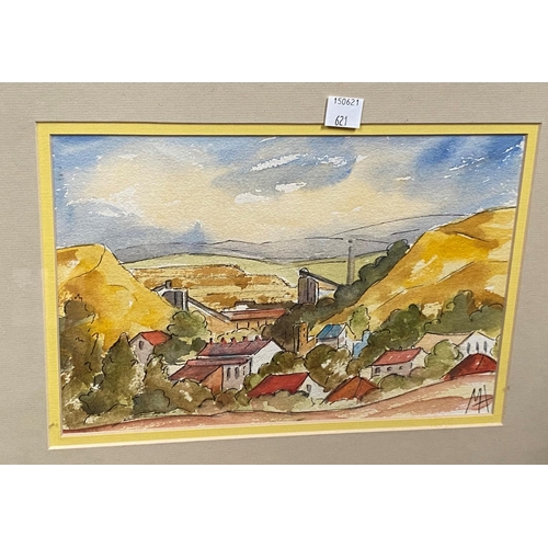 621 - Mary Hulme:  Cape Dutch house, watercolour, signed, 26 x 34 cm, framed and glazed; a smaller picture... 
