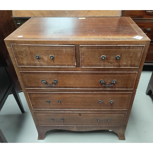 662 - A small reproduction mahogany chest of 3 long and 2 short drawers