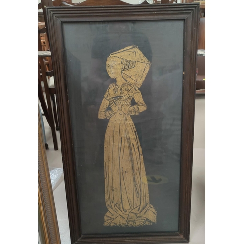 407A - A 20th century brass rubbing of Margaret Frances Peyton, the 'Lacy Lady in Italian Brocade'.  Died 1... 