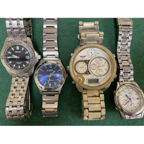 518 - A Seiko SQ50 chronograph wristwatch; a Seiko alarm  chronograph and 2 others