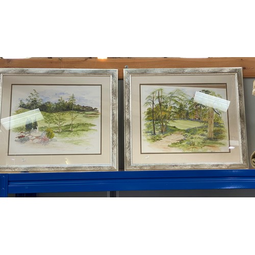 45H - A pair of local water colours depicting woodland and golf courses by Zilpha Thomas, silvered framed ... 
