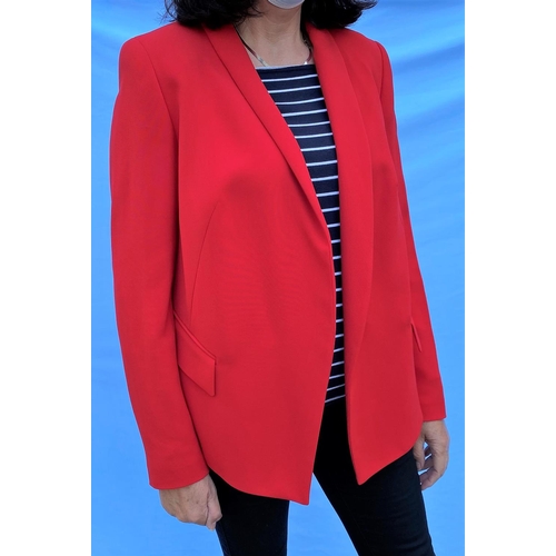 212 - An ESCADA red jacket (M); a Lauren (Ralph Lauren) white cotton mix weave blazer (L)