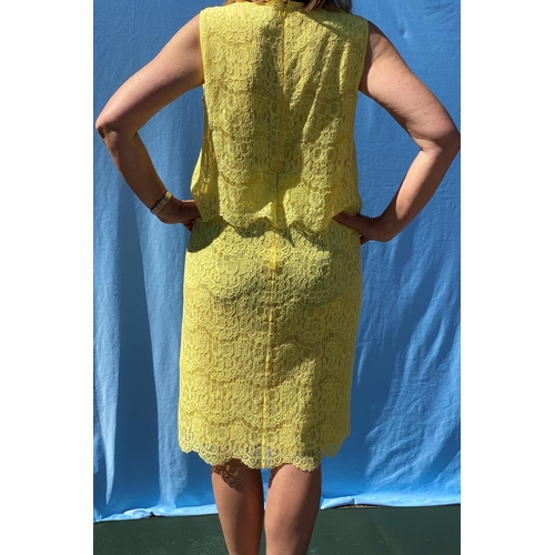 224 - An ARMANI primrose yellow sleeveless lace dress with original tags (size 10)