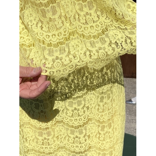 224 - An ARMANI primrose yellow sleeveless lace dress with original tags (size 10)