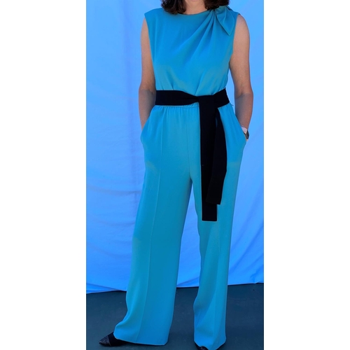 242 - Escada - trouser jump suit in turquoise with tie detail at shoulder, size 12; Escada - 2  piece slee... 