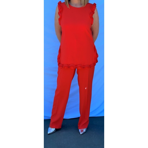242 - Escada - trouser jump suit in turquoise with tie detail at shoulder, size 12; Escada - 2  piece slee... 