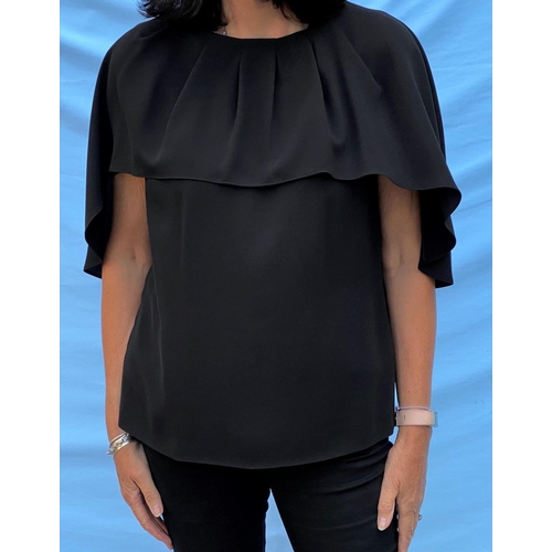 265 - Joseph Ribkoff - black jersey evening top with 3/4 length sleeves and diamante cuffs and draped fron... 