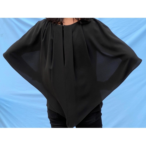 265 - Joseph Ribkoff - black jersey evening top with 3/4 length sleeves and diamante cuffs and draped fron... 