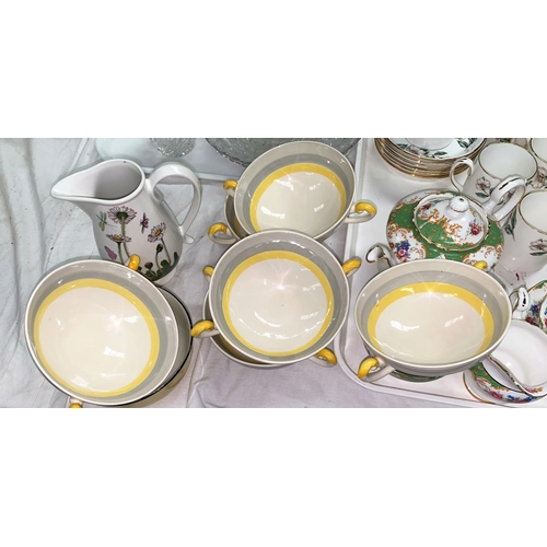 387 - An 18 piece part coffee set by Crown Staffordshire; a Paragon Rockingham tea for two set; etc.