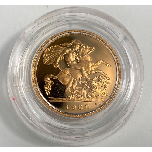 516 - A 1980 proof half sovereign, boxed