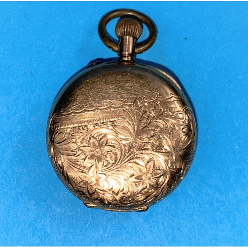 532 - A yellow metal fob watch,stamped '14K'