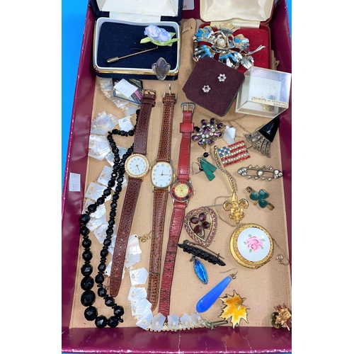 553 - A selection of costume jewellery and watches (Please note: vendor requested return of tiny oval turq... 