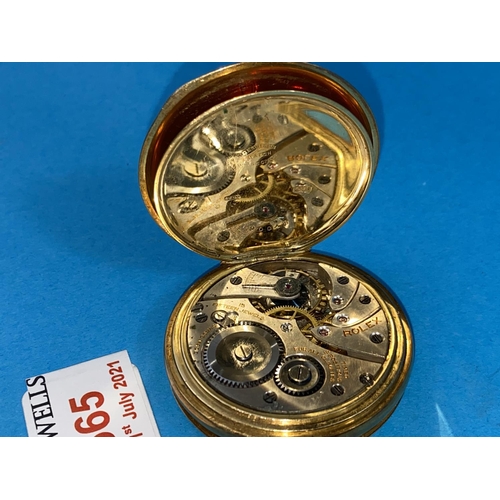 565 - An 18ct hallmarked gold mono gent's keyless hunter pocket watch by Rolex, monogrammed (working, glas... 