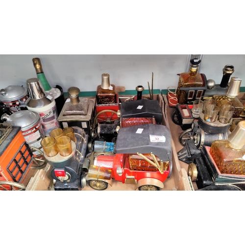 32 - A selection of vintage car liqueur sets and other related items
