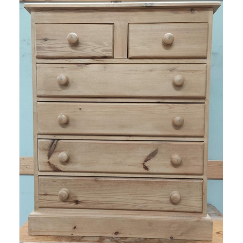 800 - A pine chest of four long two short drawers