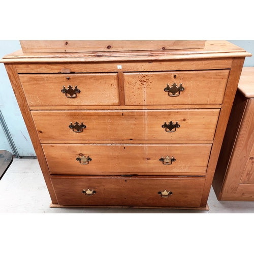 827 - A stripped pine chest of 3 long and 2 short drawers