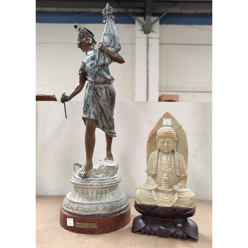 91 - A 19th century patinated spelter figure 